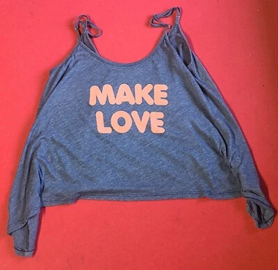 🌟 Camiseta sin mangas Wildfox “Make Love” azul y naranja para mujer talla XS nueva con etiquetas Foto 1 de 4