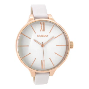 Oozoo XXL Damenuhr C9540 IP-Rose Lederband Weiss 45 mm - Bild 1 von 1