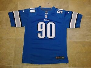 Detroit Lions Football Jersey Nike Size Youth Large #90 Blue