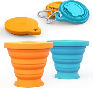 Collapsible Cup for Traveling, Silicone Camping Cup, Foldable Cup with Lid, Port - Picture 1 of 12