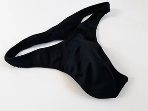 Mens Black Nylon USA Pouch Thong Handmade Custom Sizes Sexy Sleek Gear USA - Picture 1 of 3