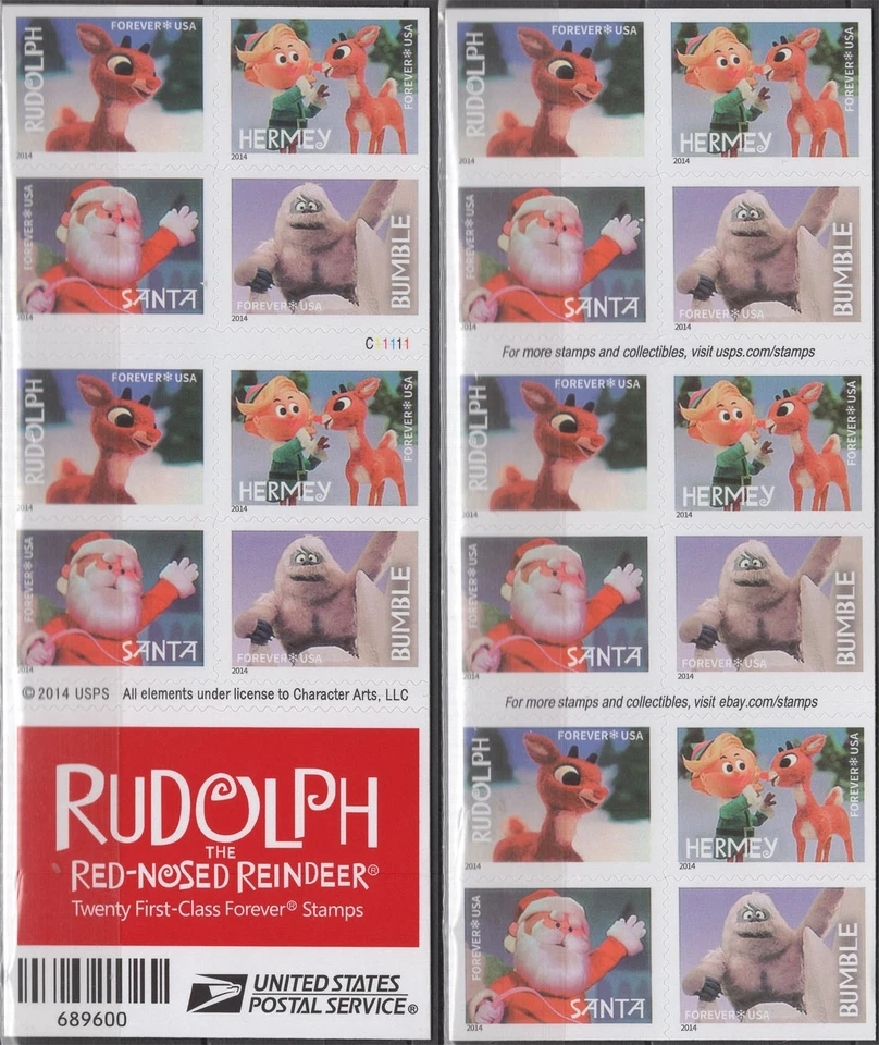SC# 4949a (4946-49) – Christmas - Rudolph the Red-Nosed Reindeer Booklet of 20 - Image 1 of 1
