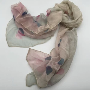 Vintage Scarf 16x42” Blue And Pink Confetti Polka Dots - Picture 1 of 7