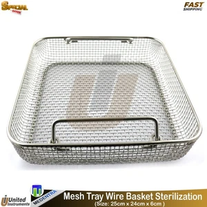 Surgical Mesh Tray Wire Basket Sterilization Dental Instruments Storage Rack M - Picture 1 of 3