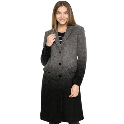 ARMANI JEANS 42 Grey Black Ombré Wool Blend Coat Button Front Pockets Size SMALL - Image 1 of 4