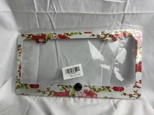 1 Pc Colorful Floral License Plate Frames 4 Holes Flowers Car License - Picture 1 of 2