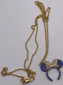 Collana con archetto Rebecca Hook Disney 925 Minnie Mouse zirconi blu/gialli 4,1 g 20" - Foto 1 di 7