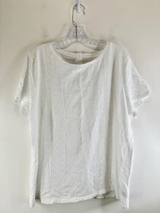 Damen Top Talbots 2x weiß Spitze Akzent Boxy Fit Prärie Baumwolle Bluse Shirt - Bild 1 von 9