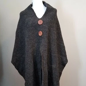 Poncho/mantella Adria Mode alto basso grigio lana biologica taglia unica - Foto 1 di 9