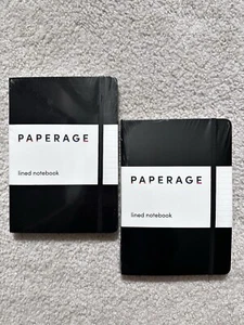 2 PAPERAGE Lined Journal Notebook Black 160 Pages Medium Size 5.7" x 8" Lay Flat - Picture 1 of 5