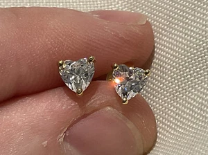 1.0 Carat Lab Created Diamond Solitaire Heart Earrings Set In 9k Gold Plated 925 - Picture 1 of 6