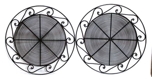 Wire Metal Wall Plates Black Scroll Round Set 2 - Picture 1 of 4