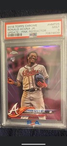 2018 TOPPS CHROME UPDATE PINK REFRACTOR RONALD ACUNA  #HMT31 PSA 9