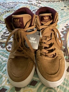 New SUPRA FTWR Co High Top Men’s Tan Size 5 Sneakers Suede New With Tags - Picture 1 of 14