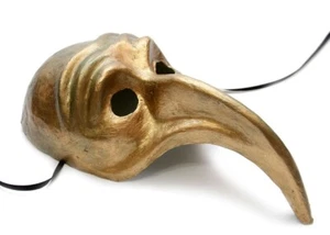 Carnival venetian Mask Turco papier-mache. Ancient gold - Picture 1 of 5