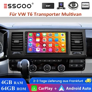 DAB+ 4+64GB Android 14 CarPlay Autoradio Für VW T6 Transporter Multivan GPS KAM - Bild 1 von 14