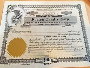UNBENUTZTES AKTIENZERTIFIKAT AVALON THEATRE CORP - Bild 1 von 5