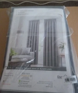 DUNELM LUNA Charcoal Grey Long Pencil Pleat Blackout Curtain - Picture 1 of 14