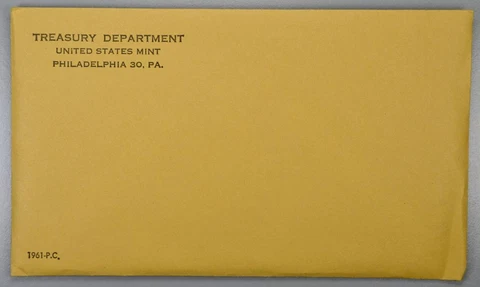 1961 U.S. PROOF SET. The envelope containing the set is sealed/unopened Cover