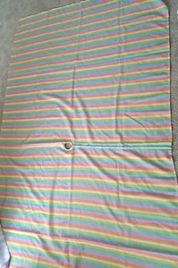 Vtg Rectangle Picnic Tablecloth Umbrella Hole Colorful Striped Design 94x52" - Picture 1 of 4