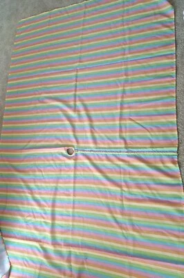 Vtg Rectangle Picnic Tablecloth Umbrella Hole Colorful Striped Design 94x52" - Image 1 of 4