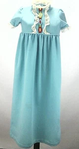 Hermoso Vestido Largo Turquesa Vintage Años 70 Años 80 Niñas Niños con ¿Talla de Encaje? - Imagen 1 de 8