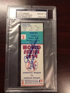 1974 WORLD SERIES PLAYOFF TICKET AUTO ROLLIE FINGERS HOF WS MVP PSA 10 GEM MINT - Picture 1 of 5