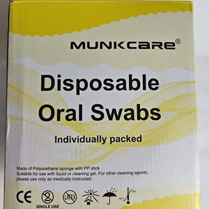 200 MunkCare Disposable Oral Care Swabs: Blue, Individually Wrapped Exp 06/25 - Picture 1 of 4