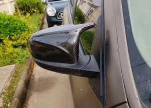 For BMW X5 E70 X6 E71 2007-2013 Side Mirror Cover Cap M Horn Carbon Fiber Look - Foto 1 di 7