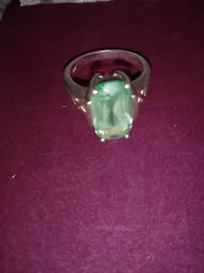 Sterling Silver Rectangular Cut Aquamarine Ring - Picture 1 of 3