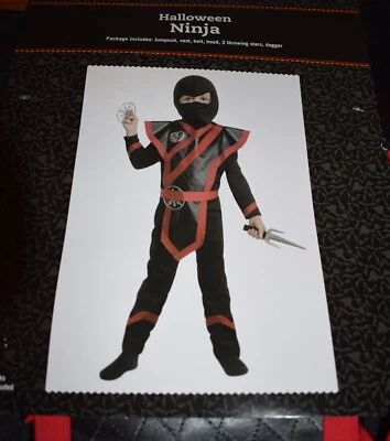 Nuevo Disfraz de Halloween Ninja Niño Negro Rojo Pequeño 4-6 Foto 1 de 3