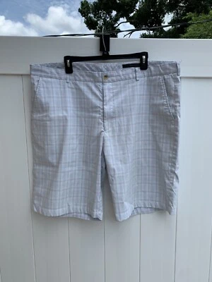 Pantalones cortos de golf Greg Norman para hombre talla 42 frente plano multicolor a cuadros Foto 1 de 4