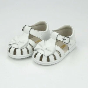L'Amour Shoes White Caged Bow Sandal - Picture 1 of 1