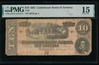 Ac T-68 $10 1864 Confederate Currency Csa Pmg 15