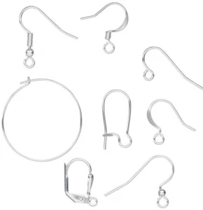 50 Paar versilberte Ohrdraht Ohrring Mix aus Fischhaken, Coils, Creolen & mehr - Bild 1 von 2