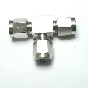 1/4" OD Tube Steel Stainless Twin Ferrule Tee Union Fitting Air Gas Water - Picture 1 of 5