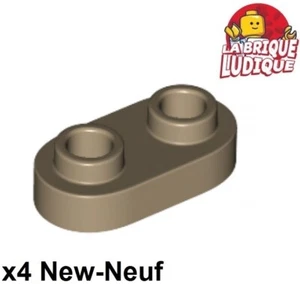 Lego 4x Plate Modified plaque arrondie 1x2 2 trous studs beige f/dark tan 35480 - Foto 1 di 1