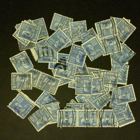 Postage Stamps For Crafting: 1938 5c James Monroe; Blue; 50 Pieces Cover