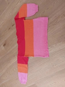 Damen Pullover Gr.S Selbstgestrickt Blocking ColorsRot/orange/pin 100% Baumwolle - Bild 1 von 6