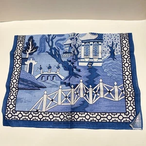 Vintage Ulster Weavers blau Leinen Geschirrtuch Hand Weidenmuster Chinoiserie - Bild 1 von 6