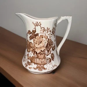 Vintage Alfred Meakin Staffordshire "Charlotte" braun & weiß Krug 7" - Bild 1 von 7