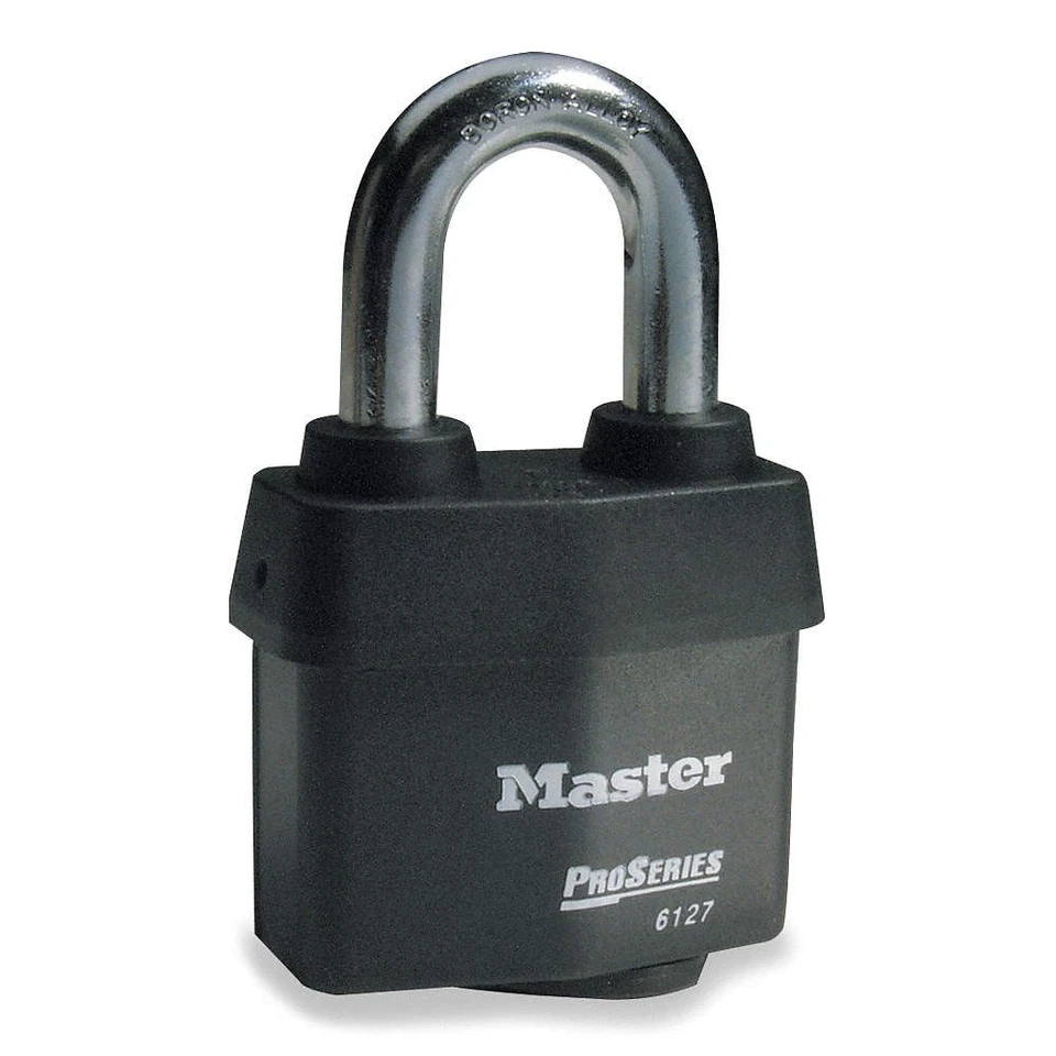 MASTER LOCK 6127N Keyed Padlock, 7/8 in,Rectangle,Black 4EZF9 - Image 1 of 1