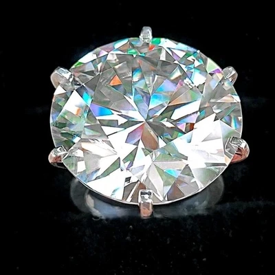 Huge & Rare 100 Ct Certified Treated Off White Diamond Solitaire Ring,925 Silver - Image 1 of 4