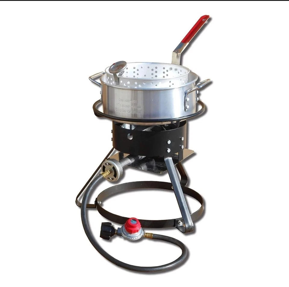 Freidora de pescado al aire libre King Koocker Metal-Fusion quemador de sartén de aluminio de 10 cuartos Foto 1 de 3