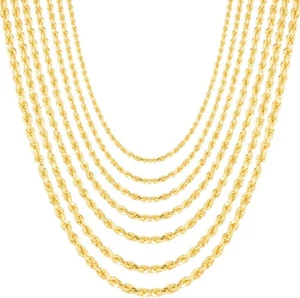 Floreo 10k Yellow Gold (1.5mm - 4.5mm) Solid Spiral Twisted Rope Chain Necklace - Picture 1 of 46