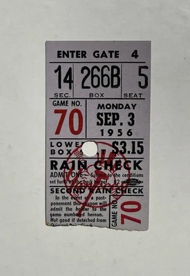 Boleto YOGI BERRA 2x HR - 1956 Yankees 9/3/56 Mantle 3 hit - Cierre Don Larsen Foto 1 de 4