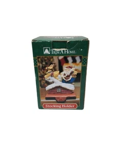 Vintage 1980s Trim A Home Santa and Reindeer Stocking Holder - Imagen 1 de 6