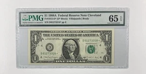 1988-A One Dollar Federal Reserve Note 1.00. PMG MS 65 Star. - Picture 1 of 3