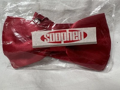 Pajarita SOPHEN Para Hombre Formal Rojo Oscuro Ajustable Satén Pre Atada - Lazo 5"x2.5" Foto 1 de 4