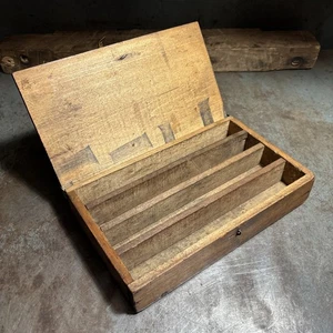 Antique Primitive Wooden Storage Box Good For Chisels Or Auger Bits - Picture 1 of 11